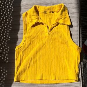 Forever 21 yellow collared crop top (size medium)